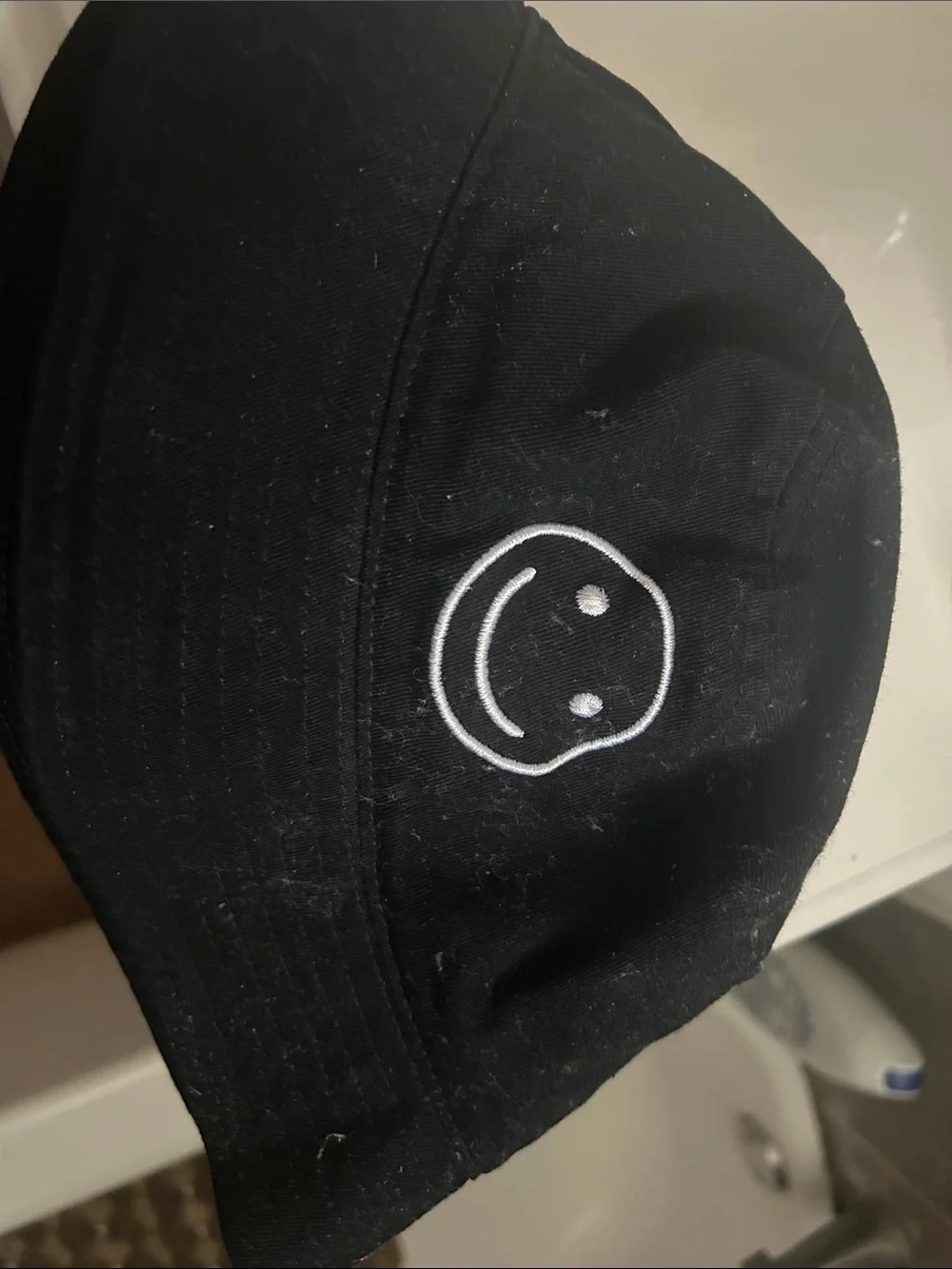 Kids Black Smile Embroidered Bucket Hat